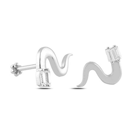 Yılan Desen Baget Taşlı Tragus Piercing