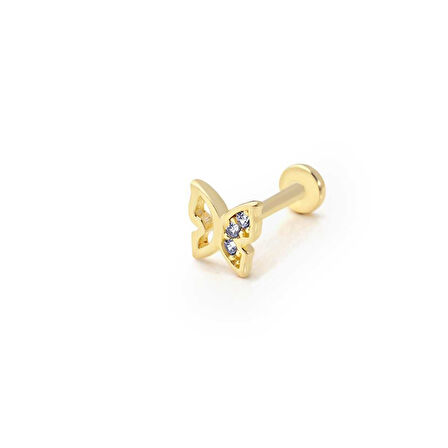 Kelebek Figür Üç Taş Tragus Piercing