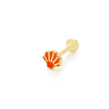 Turuncu Mineli Deniz Kabuğu Tragus Piercing