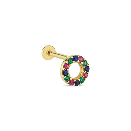 Halka Model Gökkuşağı Renkli Tragus Piercing