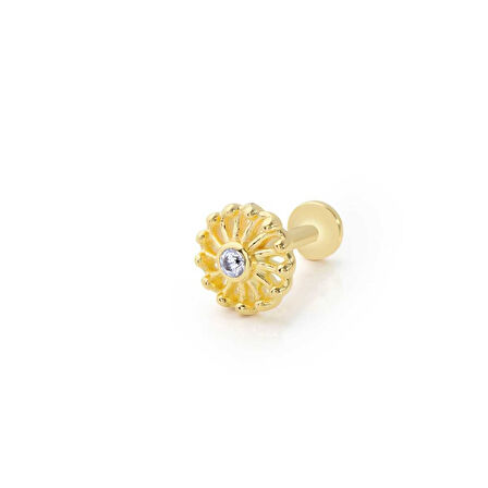Minimal Çiçek Model Taşlı Tragus Piercing