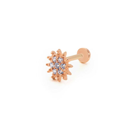Çiçek Desen Taşlı Tragus Piercing