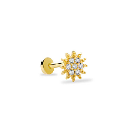 Çiçek Desen Taşlı Tragus Piercing