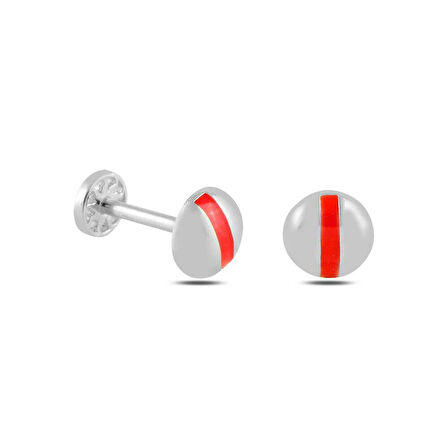 Kırmızı Şeritli Yuvarlak Tragus Piercing