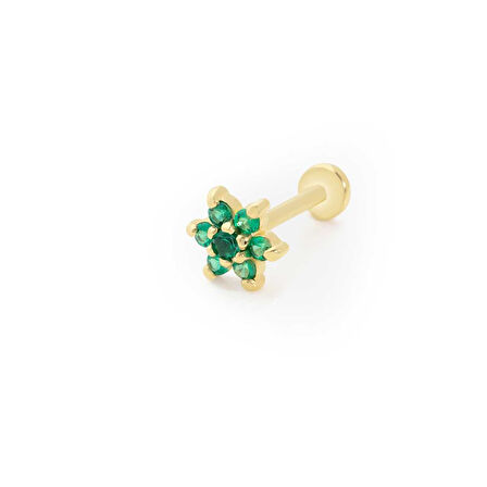 Yeşil Taş Çiçek Model Tragus Piercing