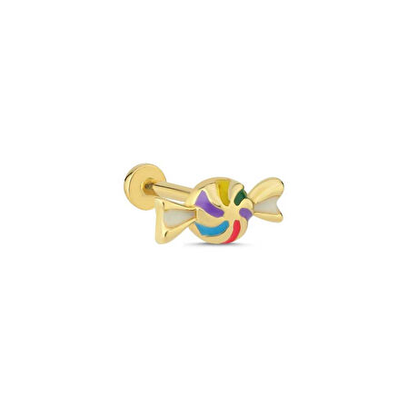 Renkli Mineli Şeker Tragus Piercing