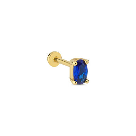 Oval Lacivert Tragus Piercing