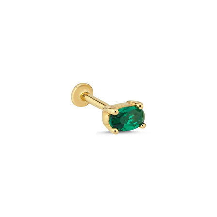 Oval Yeşil Tragus Piercing