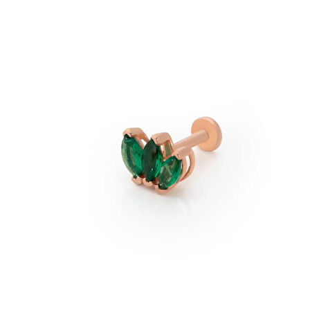 Üçlü Yeşil Markiz Tragus Piercing