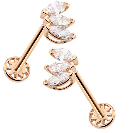 Üçlü Beyaz Markiz Tragus Piercing