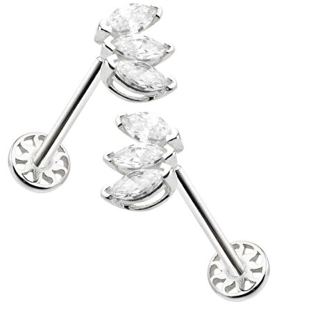 Üçlü Beyaz Markiz Tragus Piercing