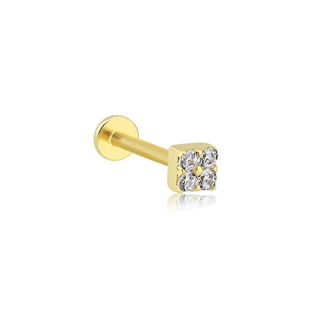 Kare Model Dört Taşlı Tragus Piercing