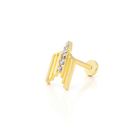 Çizgi Model Beş Taşlı Tragus Piercing