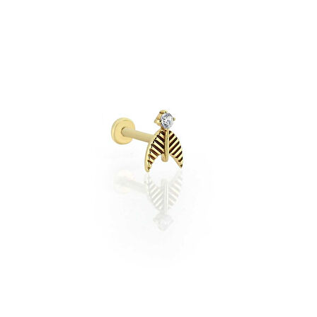 Çizgi Detaylı Tektaş Tragus Piercing