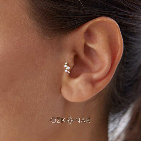 Beş Taşlı Geometrik Model Tragus Piercing
