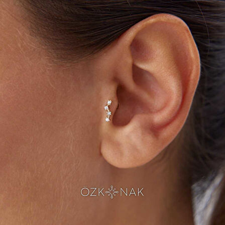 Dalga Model Dört Taş Tragus Piercing