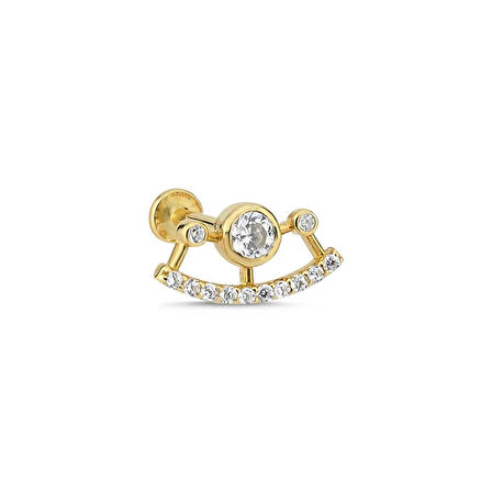 Combination Yuvarlak Taş Tragus Piercing