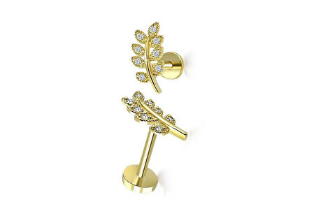 Yaprak Model Sekiz Taşlı Tragus Piercing