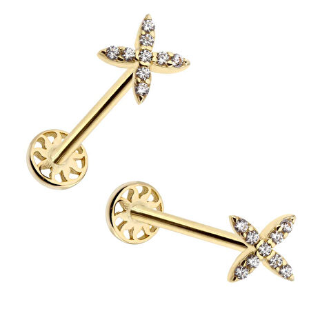 Çarpı Model Taşlı Tragus Piercing
