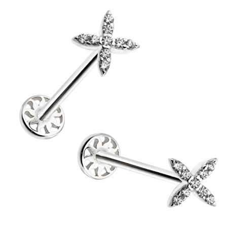 Çarpı Model Taşlı Tragus Piercing