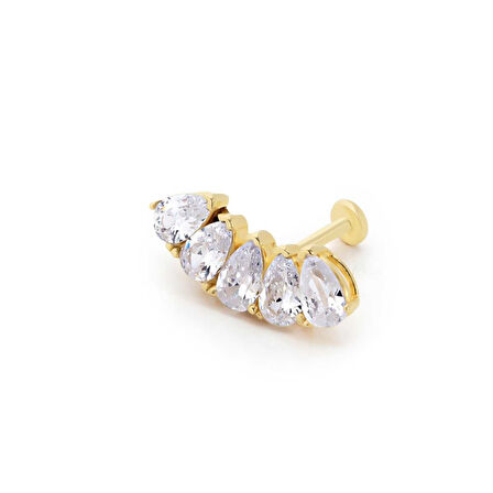 Beşli Damla Taş Sıralı Tragus Piercing