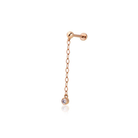Sallantılı Zincir Ucunda Tektaş Tragus Piercing