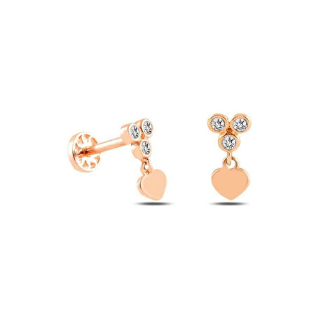 Üç Top Taş Ucunda Kalp Tragus Piercing