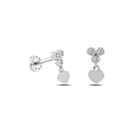 Üç Top Taş Ucunda Kalp Tragus Piercing