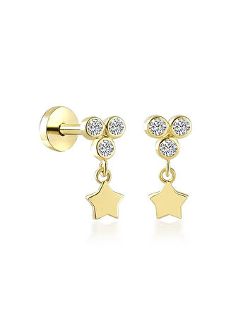 Üç Top Taş Ucunda Yıldız Tragus Piercing