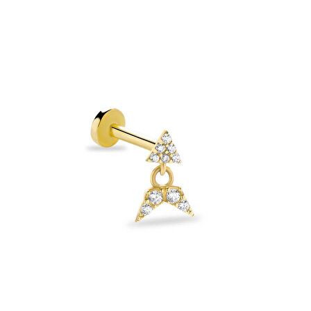 Taşlı Üçgen Ucunda Balık Kuyruğu Tragus Piercing