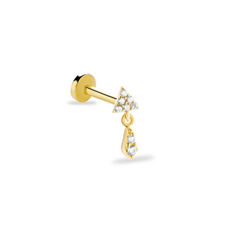 Taşlı Üçgen Ucunda Taşlı Şekil Tragus Piercing