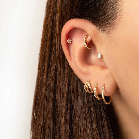 İkili Baget Taşlı Tragus Piercing