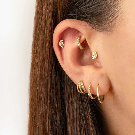 Taşlı Kuş Minimal Tragus Piercing