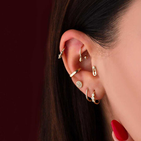 Taşlı Çengelli İğne Minimal Tragus Piercing