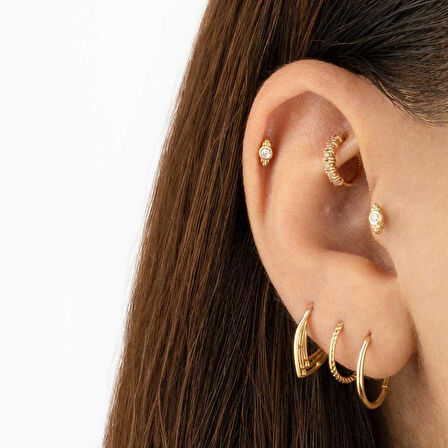 Tek Taşlı Kruvasan Tragus Piercing
