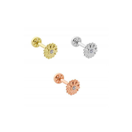 Ortası Taşlı Çiçek Tragus Piercing