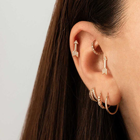 Taşlı Ok Motifli Tragus Piercing