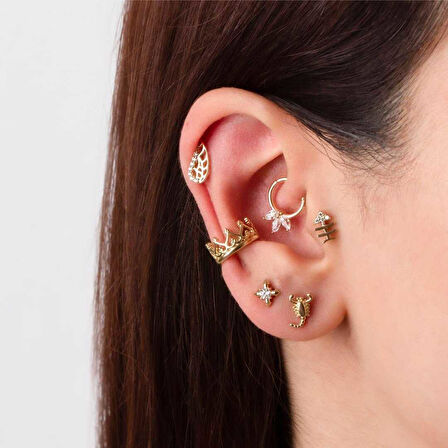 Akrep Motifli Minimal Tragus Piercing