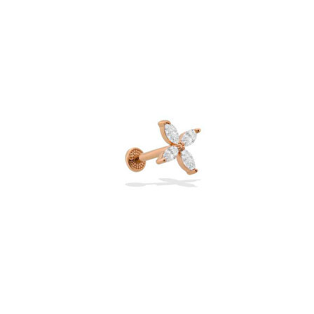 Dört Markiz Taşlı Çiçek Tragus Piercing