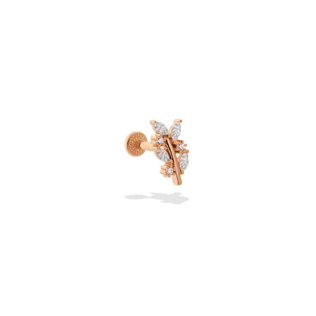 Taşlı Dal Motifli Minimal Tragus