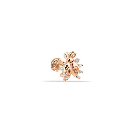 Taşlı Uğur Böceği Motifli Minimal Tragus Piercing
