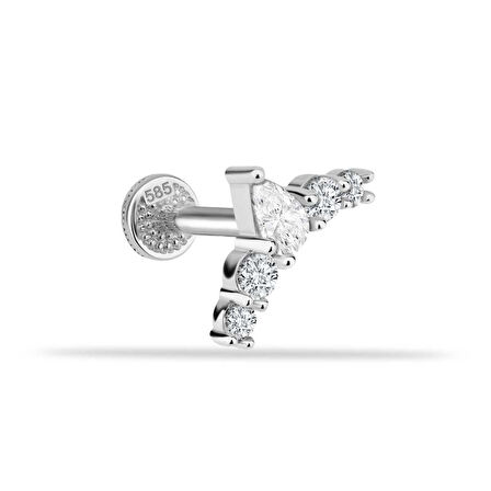 5 Taşlı Minimal Tragus Piercing