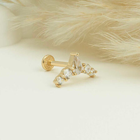 5 Taşlı Minimal Tragus Piercing