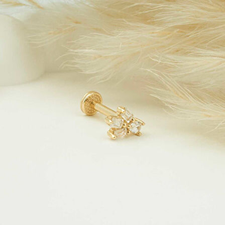 Baget Taşlı Motifli Minimal Tragus Piercing
