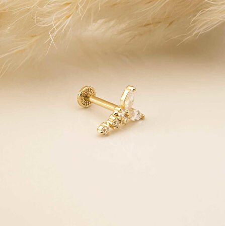 Parıltı Kelebek Minimal Tragus Piercing