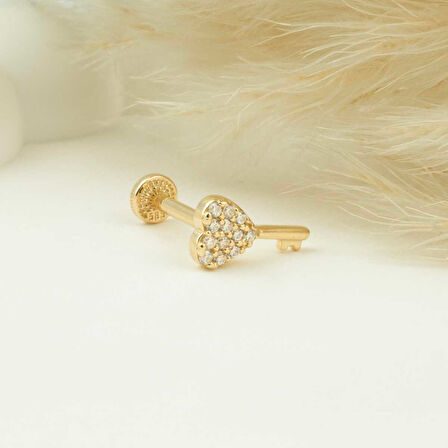 Taşlı Kalbin Anahtarı Minimal Tragus Piercing