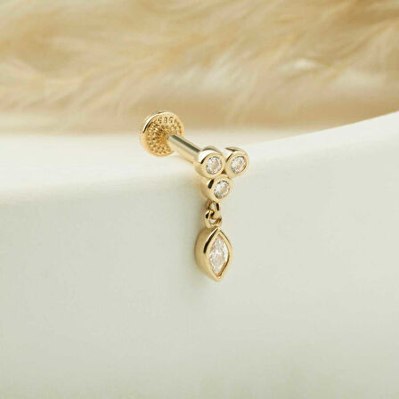 3 Taşlı Sallantılı Minimal Tragus Piercing