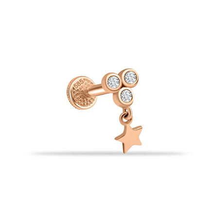 3 Taşlı Yıldız Sallantılı Minimal Tragus Piercing