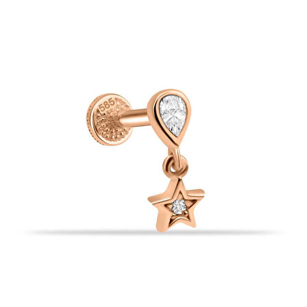 Yıldız Damla Taş Sallantılı Minimal Tragus Piercing