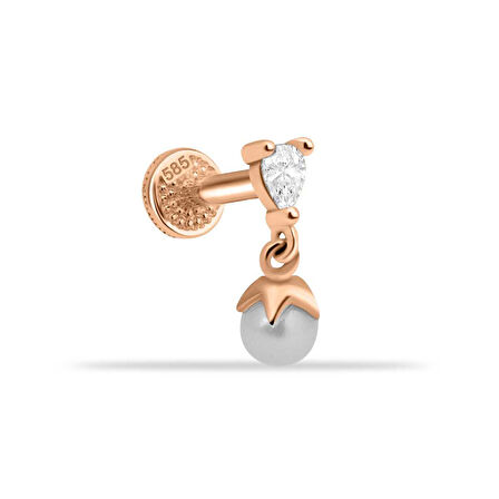 Damla Taşlı İnci Sallantılı Minimal Tragus Piercing